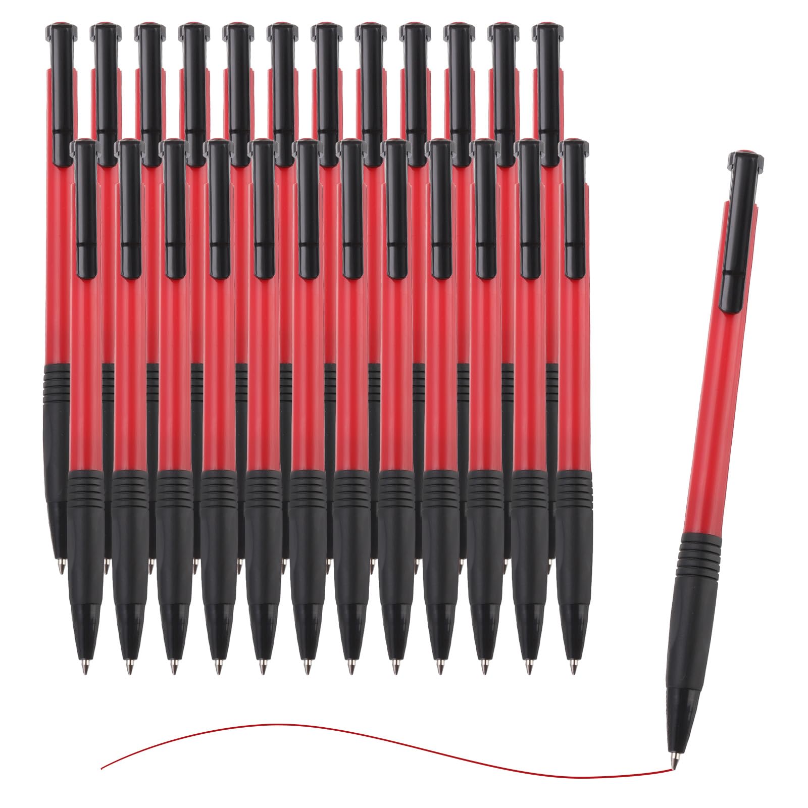 M&G Ballpoint Pen 0.7mm, 24pcs Retractable Fine Point Red Ink Click Ball Point Pen Writing Supplies for Journaling Home Office Classroom, Red
