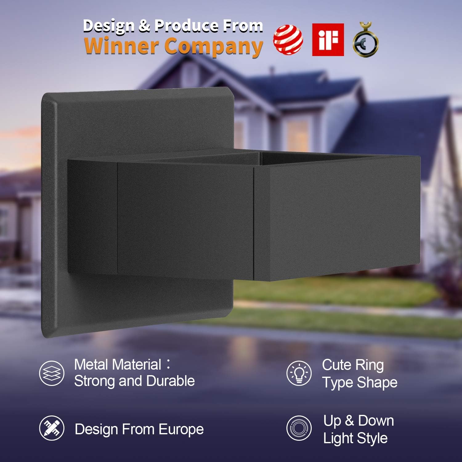 Inowel Outdoor Wall Sconce Exterior IP54 Waterproof Wall Fixture LED Wall Light Mount Lamp Lantern Anti-Rust Matte Grey Finish Aluminum Light Body for Porch Entryway Doorway Corridor 7.5W 240Lm 3000K - - 