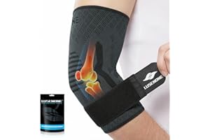 Elbow Brace with Strap, Tennis Elbow Brace for Men/Women, Adjustable Elbow Compression Sleeve Support for Tendonitis, Tennis 