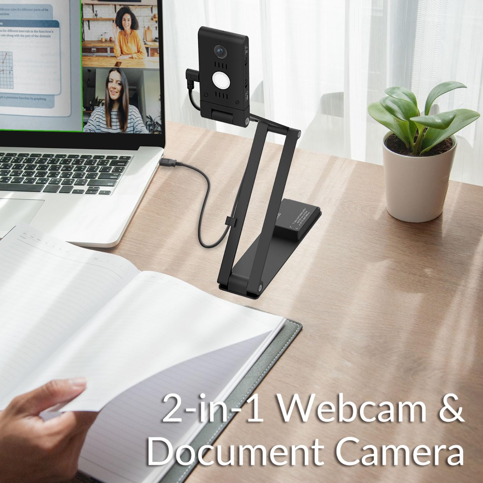 Innex DC500 13MP 4K USB Document Camera, Webcam & Scanner, 3-in-1, 13MP, Noise-Cancelling Mic, Dual Autofocus, Auto Flip, Built-in LED lamp, OCR, Win, Mac, Chromebook, Distance Education, Meetings