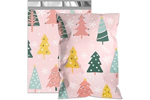 VAPULCIO Poly Mailers 6x9 Inch 100 Pack – Christmas Printed Shipping Bags, 2.4mil Thickness Waterproof and TearResistant Mailing Envelopes, Self-Sealing Mailers for Small Business Christmas Tree Print