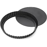 Maclia 8.6" Fluted Non-Stick Carbon Steel Tart Pan with Removable Bottom | Easy Release Removable Bottom, For Tarts Pies Quic
