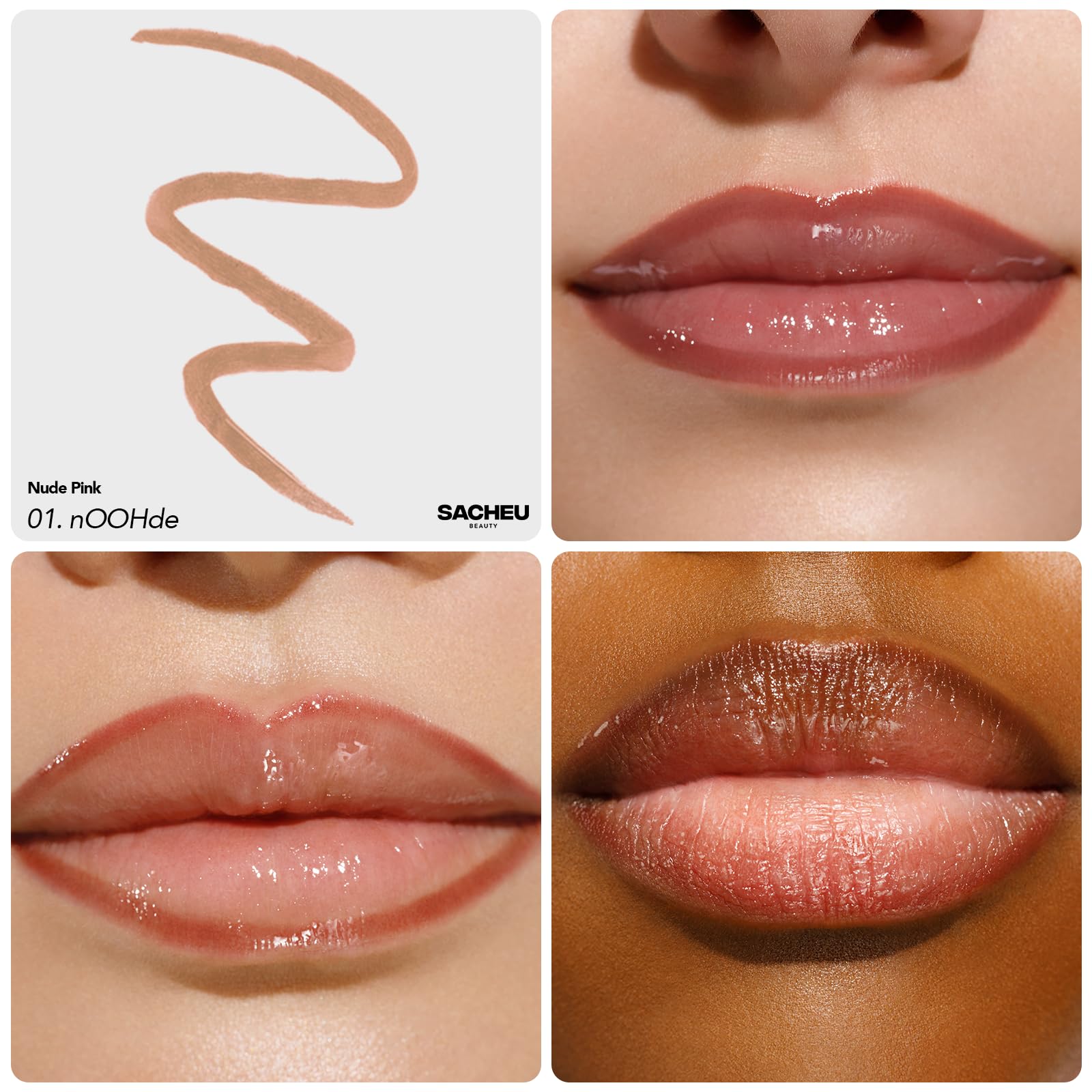 Sacheu Lip Liner STAY-N Peel Off Lip Stain — Long Lasting Matte Lip Tattoo Transfer Proof Lipstain Infused with Hyaluronic Acid & Vitamin E for All Skin Types — Vegan & Cruelty-Free, nOOHde
