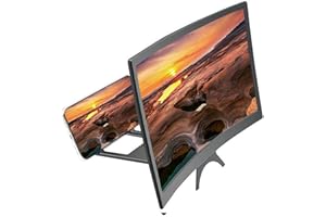 Screen Magnifier for Cell Phone, Curved Phone Screen Magnifier HD Amplifier with Stand Holder Portable Cell Phone Bracket, Co