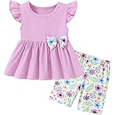 WESIDOM Toddler Girl Clothes Layered Ruffle Top Floral Shorts Cute Toddler Girls Summer Outfits 2Pcs Clothing Set