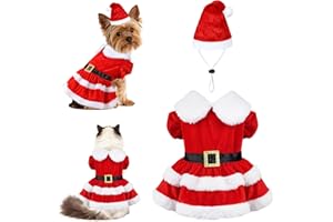 PAYHTOW Dog Christmas Dress Santa Hat Dog Christmas Outfit Holiday Santa Costume Outfit Clothes for Small Medium Dogs (Large)