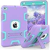 CCMAO iPad mini 5 Case 2019, iPad mini 4 Case 2015, Heavy Duty Shockproof Hybrid Protective Cover for iPad mini 5th/4th Generation 7.9 inch, Purple+Green