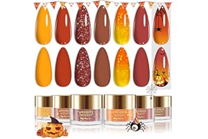 Lavender Violets Dip Powder Nail Kit, Large Capacity Set - 6 Colors Yellow Pumpkin Orange Dark Gold Autumn Winter Color Changing Long Lasting Dipping Powder System for Nail Art Manicure J206