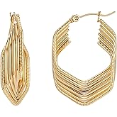 Sylph Textured Gold Hoop Earrings for Women 18K Gold Chunky Statement Earrings Trendy Gifts Lightweight for Women