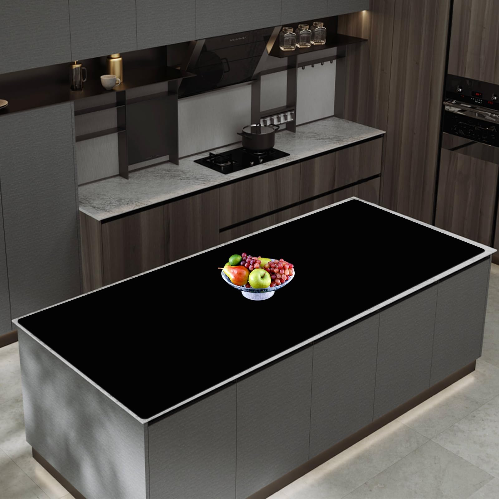 Photo 1 of 47.3''x23.6''(120cmx60cm) Extra Large Silicone Mat for Kitchen Counter, Heat Resistant Countertop Protector, Non-Slip Waterproof Kitchen Island Mat, Easy to Clean, Black