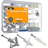 ALBO 120 Pcs. Drywall Anchors and Screws Kit, 3 Types, Gray and White | Handle Everyday Hanging Jobs with 20 Gray Butterfly, 20 White Butterfly and 20 Self-Drilling Anchors, Plus 60 Screws