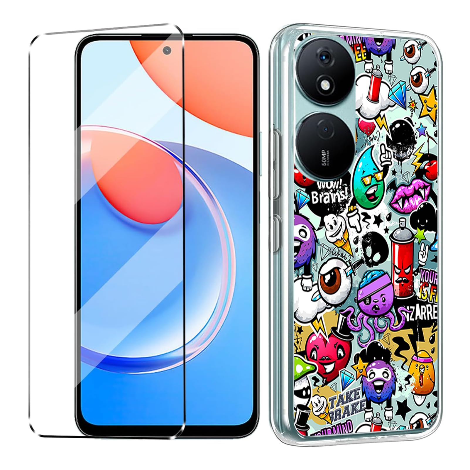 Cover Compatible with HONOR X7B (HONOR 90 Smart) Case with 1 Pack Tempered Glass Screen Protector Phone Case for HONOR X7B,Soft TPU Slim Fit Shockproof Anti-Scratch Phone Cover-XS40