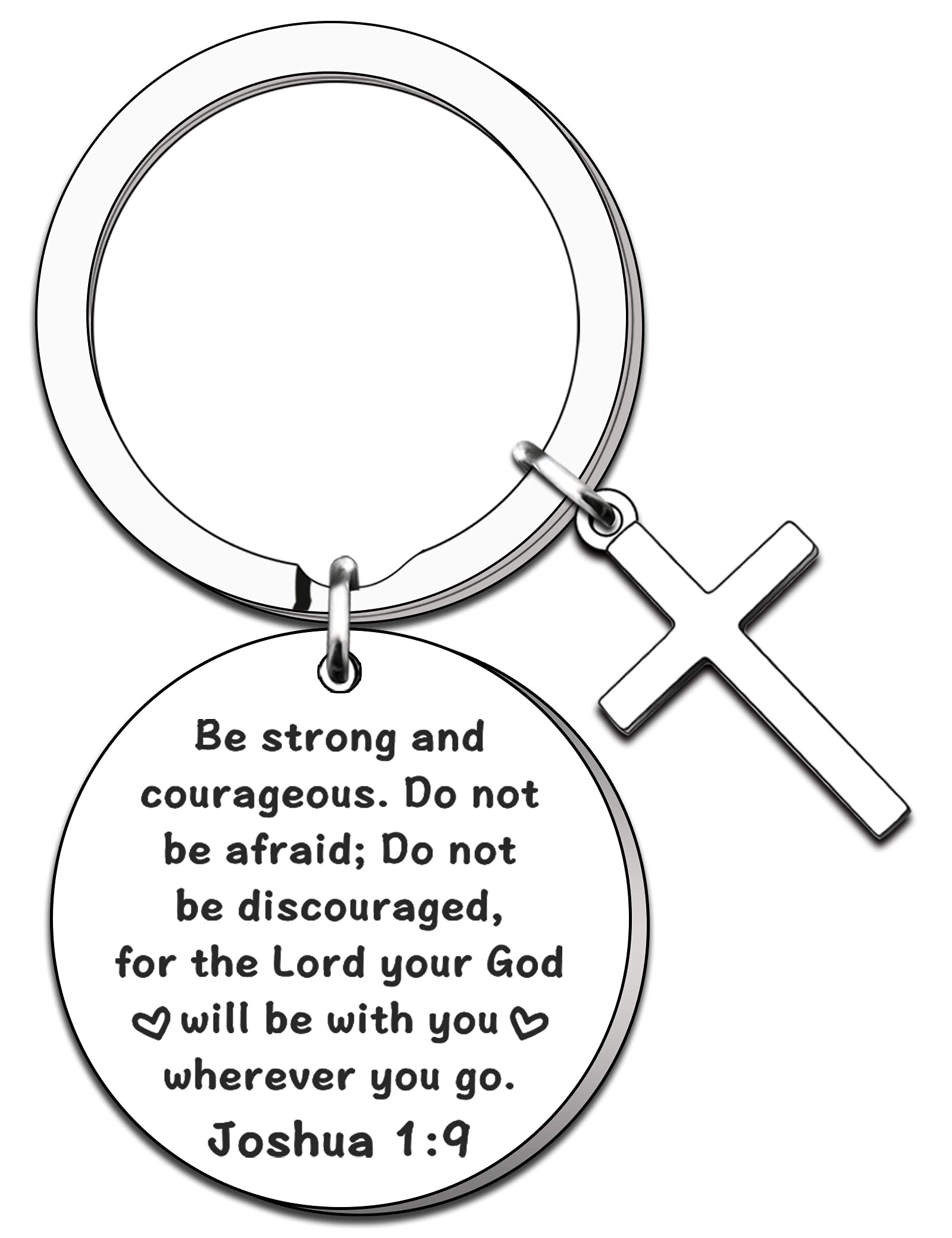 TTOVEN Christian Gift Keyring Verse Gift Religious Gift Inspirational Gifts Keyring Keychain for Him Her Son Daughter Be Strong and Courageous Keychain First Communion Gift