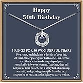 IEFLIFE Birthstone Birthday Gifts for Women - 925 Sterling Silver Chain Circles Necklaces, 4 5 6 7 Circles Birthday Necklace for Women Her, 40th 50th 60th 70th Birthday Necklace Gifts for Women Her