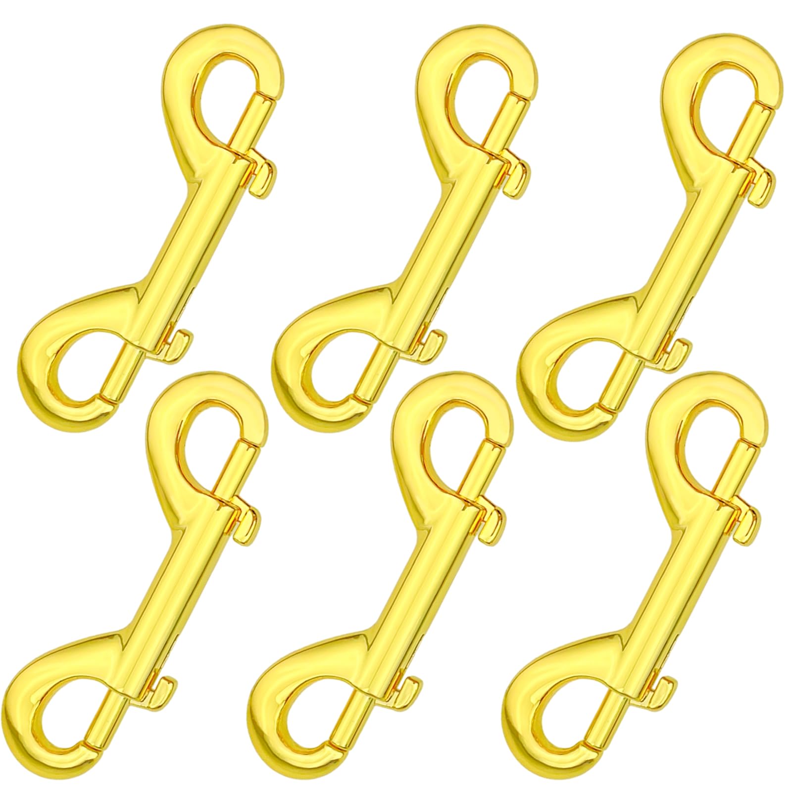 6 Pcs Double Ended Bolt Snap Hook, Zinc Alloy Double Dog Lead Metal Clips Lightweight Dog Lead Hook for Dog Leash Key Chain (Gold)