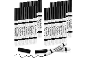 Janlaugh 24 Pcs Washable Markers Bulk Broad Line Markers Coloring Conical Tip Large pens for Kids art projects, Teachers, Students, Toddlers, Party Favors, Classrooms, Donations(Black)