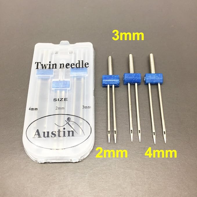 SEWING MACHINE TWIN NEEDLES SET UNIVERSAL FITTING Box E Black 3 x Twin