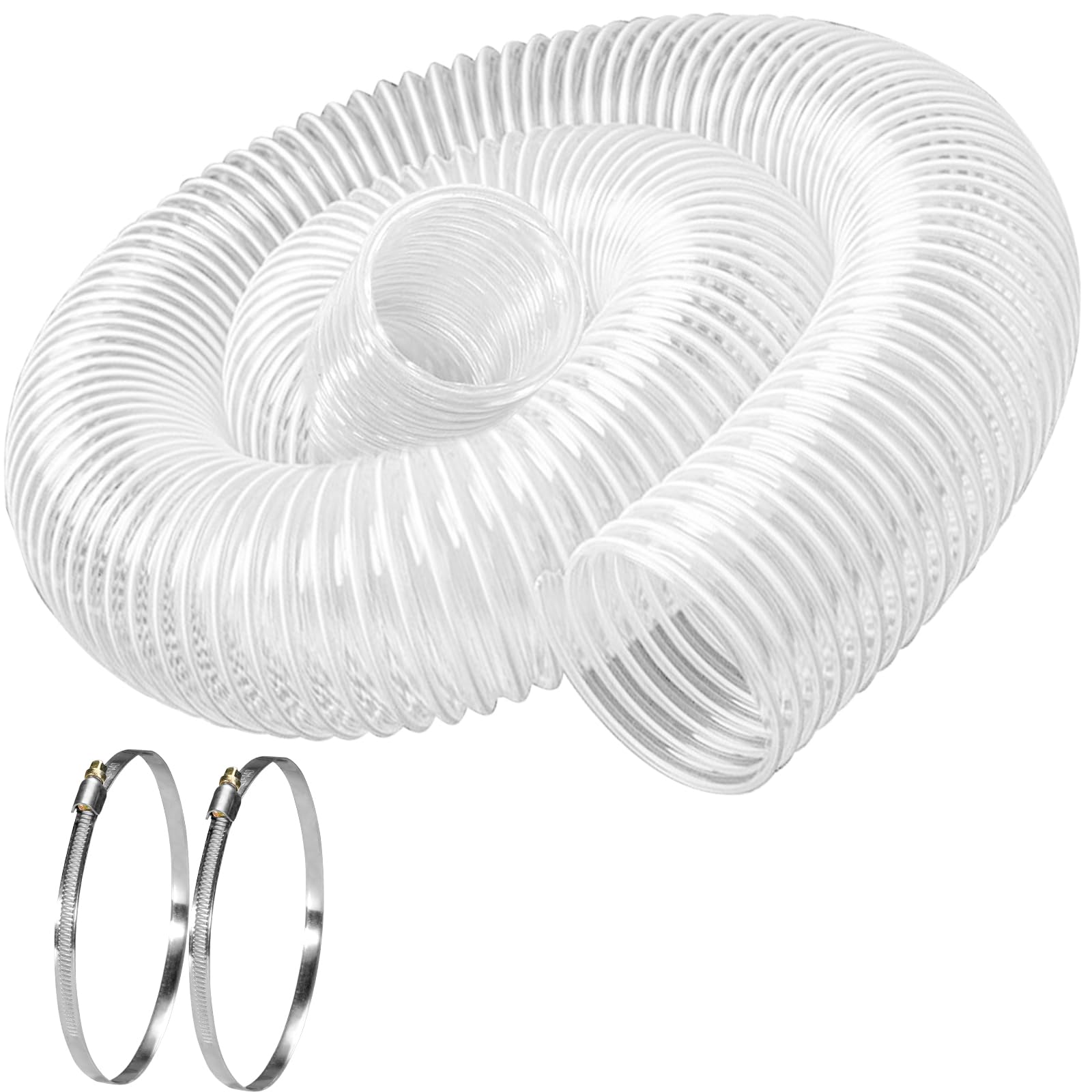 Photo 1 of 5" x 10' PVC Dust Collection Hose, Flexible Heavy PVC Fume Collection Hose with Carbon Steel Wire Coil, Puncture Resistant Clear PVC Fume Collection Hose for Dust Collectors