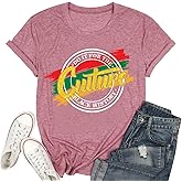 Eatbook Black History Shirts for Women Black History Month Shirt Funny Culture Letter Print Graphic Tee Tops Short Sleeve