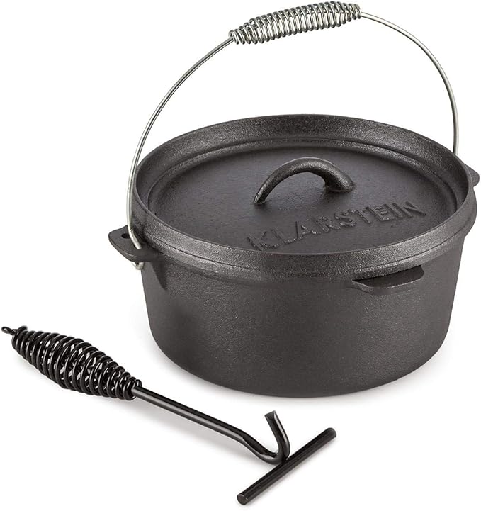 Klarstein Hotrod 85 Dutch Oven BBQ Cast Iron Pot for Cooking Frying