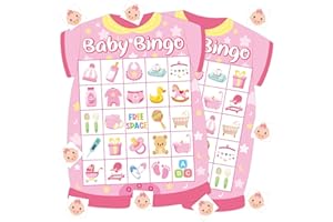 ADELULU Baby Shower Bingo Cards - 24 Guests Pink Newborn Baby Bingo for Shower Party Supplies