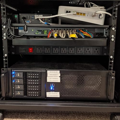 BTU 1U Rack-Mount Power Strip PDU – 12 Wide-Spaced Outlets, 15A/125V, 6ft Cord, Built-in Circuit Breaker, Heavy Duty