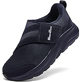 SILENTCARE Diabetic Shoes for Men Wide Toe Box Slip-on Shoes for Swollen Feet Adjustable Walking Shoes for Elderly Foot Pain Relief Neuropathy