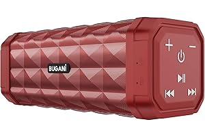 BUGANI Bluetooth Speaker, Portable Speaker Stereo Sound, IPX5 Waterproof Wireless Speaker, Built-in Microphone 24H Play, 100F
