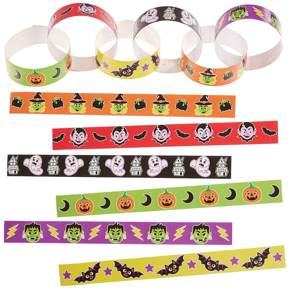 Baker Ross FX129 Halloween Paper Chains - Pack of 240, Halloween Decorations for Kids, Arts and Crafts Hanging Decorations