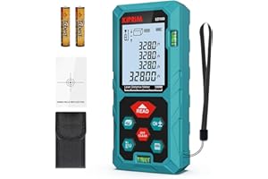 Laser Distance Measure 328ft with 2 Bubble Levels,M/in/Ft Unit Switching Backlit LCD,99 Sets Data Storage and Pythagorean Mode, Measure Distance, Area and Volume Kiprim LD100