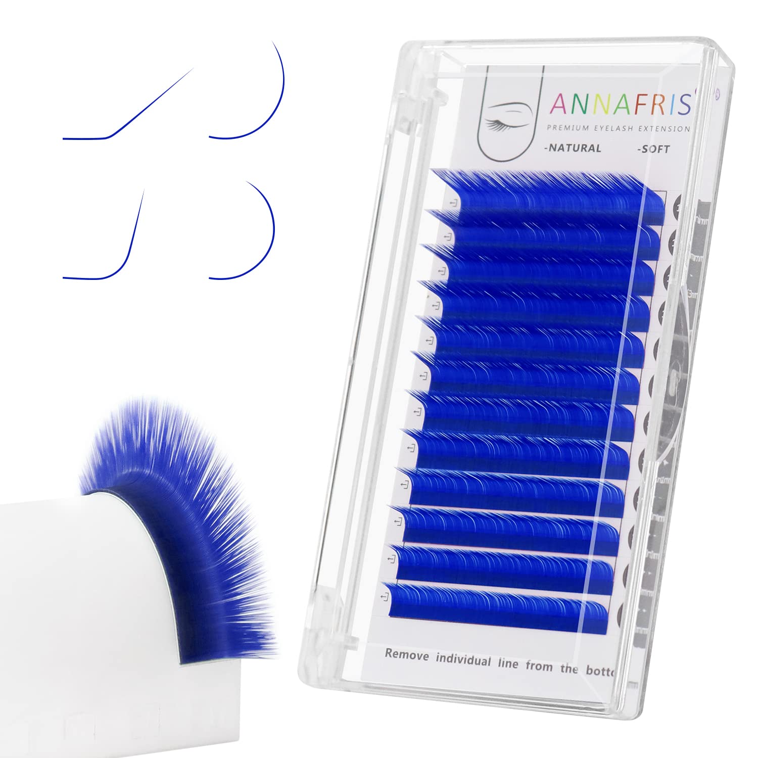 ANNAFRIS Colored Eyelash Extension Classic Blue 0.10 C Curl 8-15mm Mix Colorful Single Lash Extension Individual Salon Supplies Color Lash Professional (Classic Blue,0.10 C 8-15mm Mix)