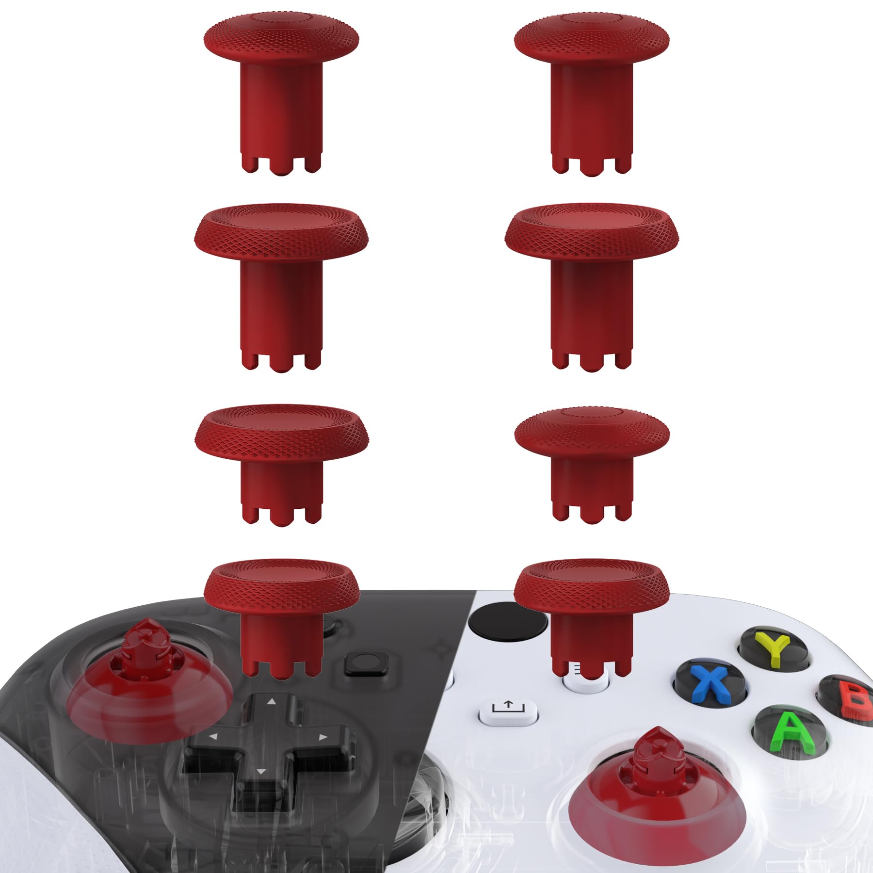 Photo 1 of eXtremeRate ThumbsGear V3 Interchangeable Thumbsticks for Xbox Core Controller, 4 Height Adjustable Convex and Concave Grip Joysticks for Xbox One S/X/Elite, for Nintendo Switch Pro - Carmine Red