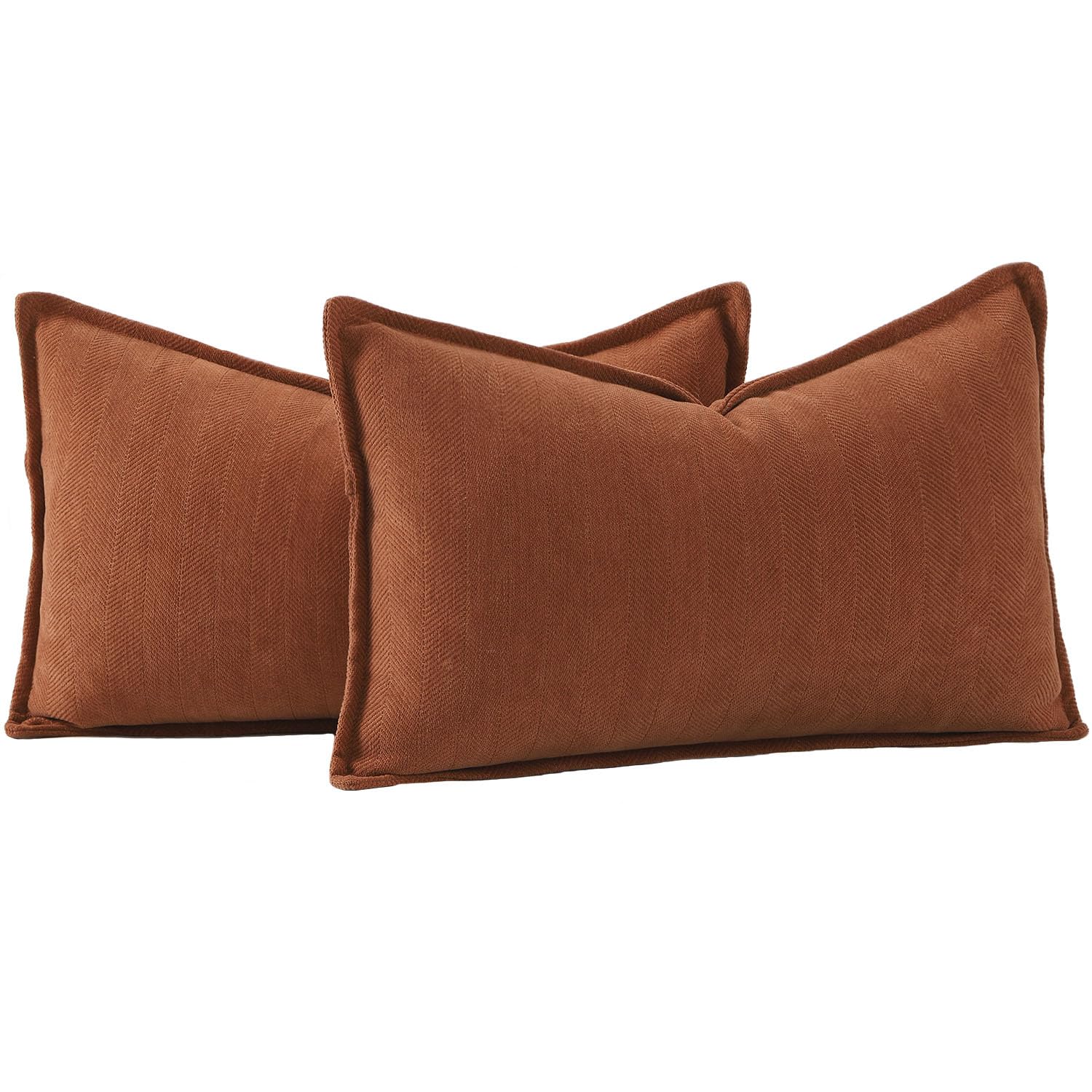 Madizz Textured Chenille Cushion Covers Set of 2 Super Soft Decorative Throw Pillow Covers Boho Pillowcases Modern Home Decor for Sofa Bedroom 12x20 inch, 30x50 cm, Rust