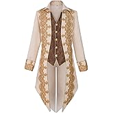 Taamlou Men's Medieval Tailcoat Jacket Embroidery Vintage Gothic Steampunk Tuxedo