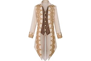 Taamlou Men's Medieval Tailcoat Jacket Embroidery Vintage Gothic Steampunk Tuxedo