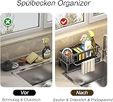 ViVaVee Sink Caddy Kitchen Storage Organiser with Sponge Holder Black view 5
