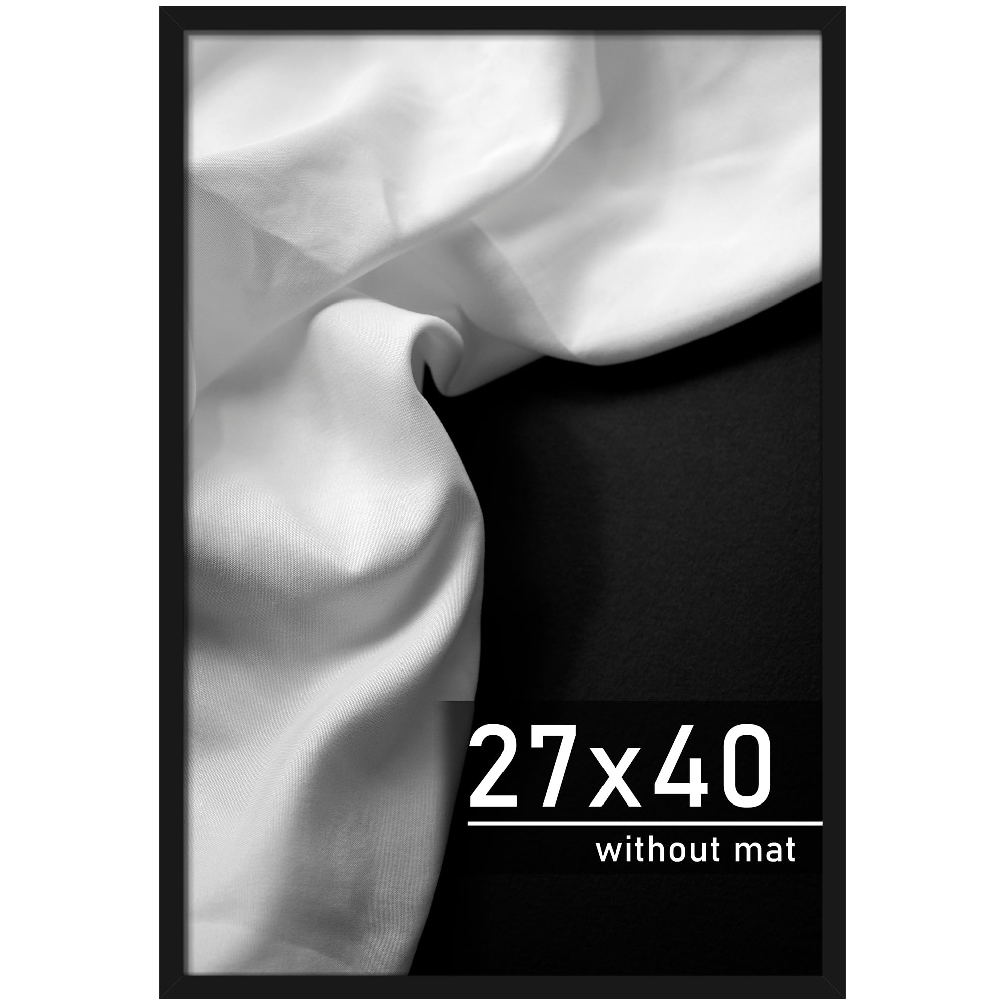 Picrit 27x40 Poster Frame, Black Engineered Wood Picture Frame for Horizontal or Vertical Wall Mounting and Displaying Artwork Photos, 1 Pack Image