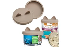 OHMO 2 Pack Cat Food Can Lids, Small Size (3 oz) Silicone Pet Food Can Lids Covers for 2.5 oz Cat Food Cans, Beige