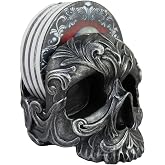 DWK Deathly Delights Decorative Gothic Skull Drink Coasters | 4 Piece Coasters for Drinks Absorbent with Holder Set | Home Decorations for Living Room | House Warming Presents - 5