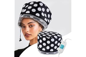 Electric Hair Steamer Cap with 2 Mode Temperature Control, Removable Washable Thermal Spa Hat for Home Hair Care (Black & White)