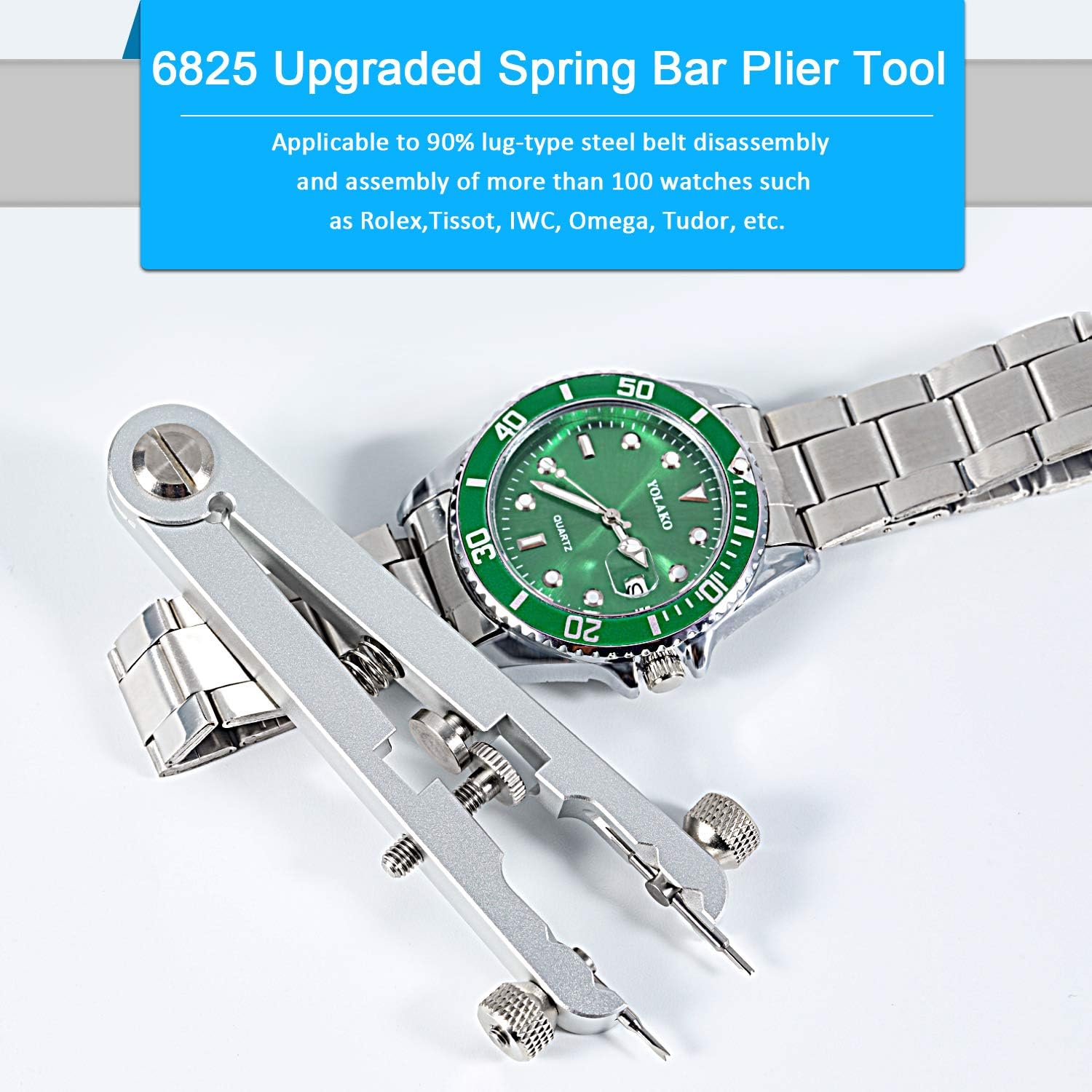 Watch Spring Bar Plier Tool Set with Durable 10 Tips Pins, 6825 Spring Bar Tweezer Tool for Watch Wrist Bands Strap Removal Repair Fix Kit: Watches
