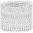 Helunsi 32.8ft Twisted Cloth Covered Wire, White 18/2 Cloth Covered Electrical Wire, 18 Wire Gauge 2-Conductor Fabric Covered Lamp Cord, Vintage Twisted Cloth Covered Wire, for DIY Projects (White)