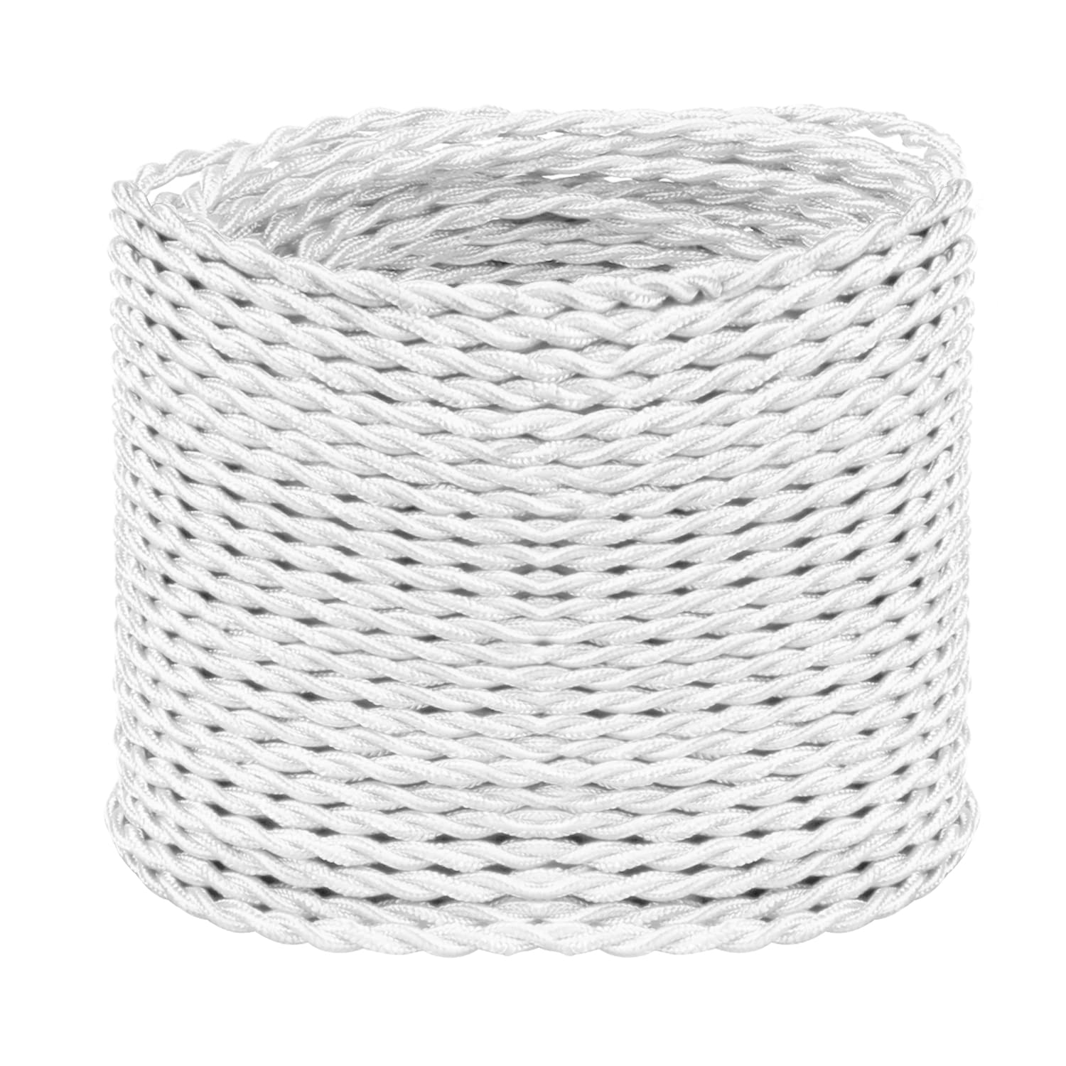 Helunsi 3 Core Vintage Braided Flex Cable - 10 Meters / 32.8FT White, Twisted Fabric Electrical Wire for DIY Lamps, Industrial Pendant Lights, Lighting Appliances — image 1