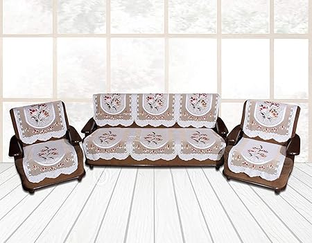 Star Bazaar18 Embossed Polyester Printed 5 Seater Kniting Sofa Cover -Set 10 Pieces