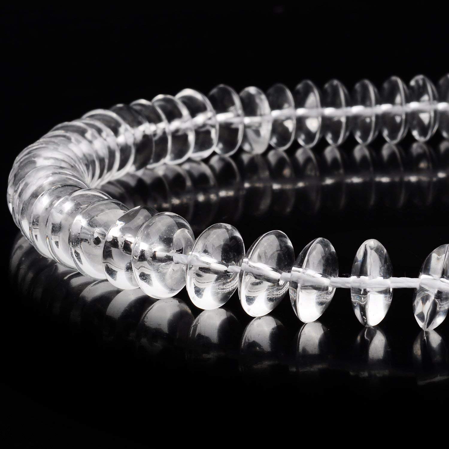 RUBYCA Natural AAA Grade Quartz Crystal Translucent Rondelle Beads for Jewellery Making 1 strand 10mm