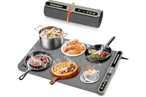 HK Newly Upgraded Warming Mat for Food, Food Fast Heating Electric Warming Mat with 9 Level Adjustable Temperature and 6 Hour