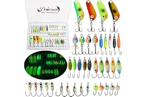 Dovesun Ice Fishing Jigs Ice Fishing Lures Jig Heads Walleye Fishing Lures Crappie Jigs Glow in Dark-Ice Fishing Jigs with Storage Box 38pcs/28pcs/25pcs/20pcs