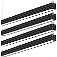 hykolity Linkable LED Linear Light, 4FT Dimmable, 40W 4800lm 3 CCT Selectable, Seamless Connection, LED Suspended Lighting Fixture for Home, Office, Market,4pack-Black