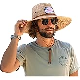 Qwave Packable Stone-Washed Straw Lifeguard Hat for Men and Women - Beach Straw Hat Protects from Summer Sun
