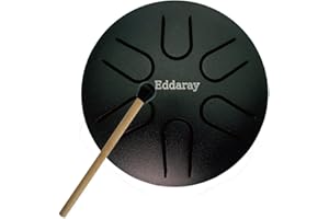 EDDARAY Steel Tongue Drum 3 Inches 6 Notes - Mini Hand Drums Tank Drum Musical Percussion Instruments - HandPan Drum, Great for Yoga Meditation, Camping, Music Enlightenment (Black)